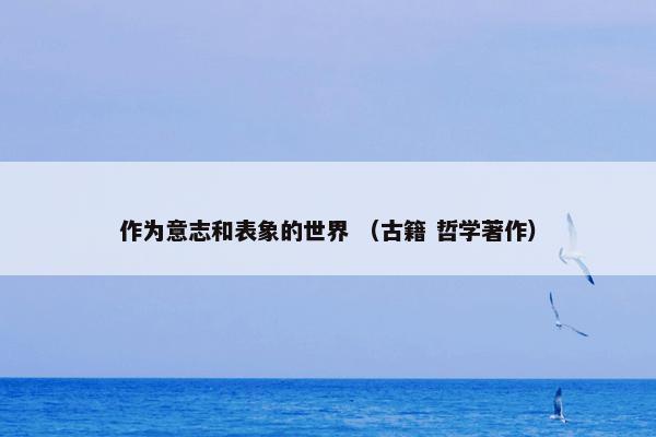 作为意志和表象的世界 （古籍 哲学著作）