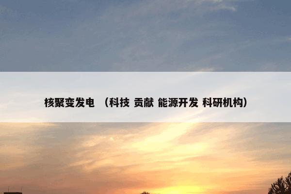 核聚变发电 （科技 贡献 能源开发 科研机构）