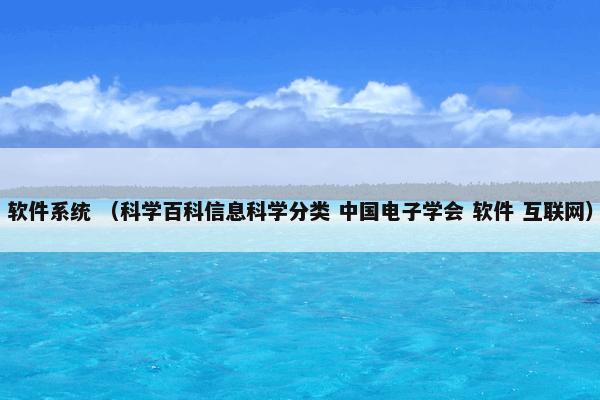 软件系统 （科学百科信息科学分类 中国电子学会 软件 互联网）