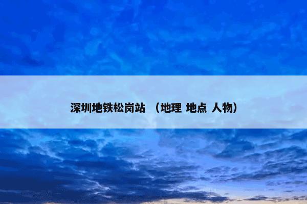 深圳地铁松岗站 （地理 地点 人物）